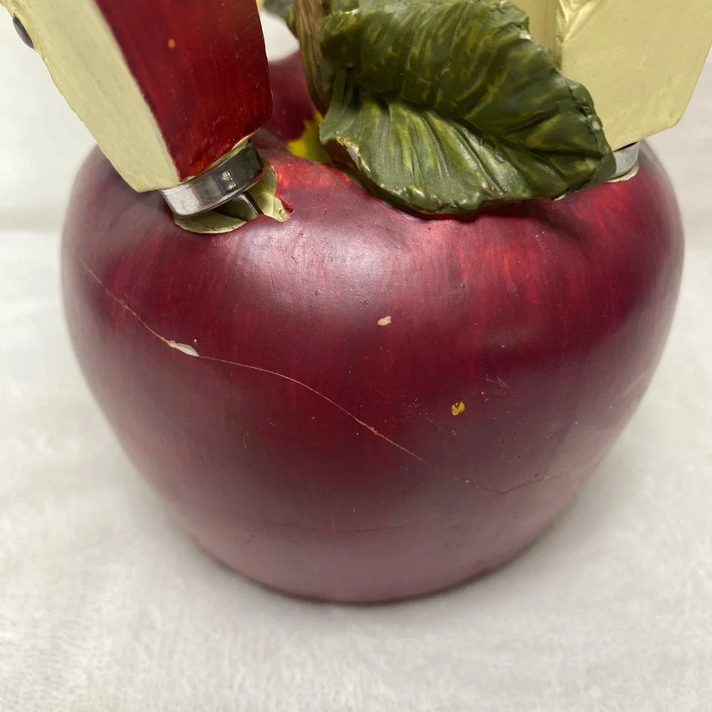 VTG Decorative Red Apple Cheese Spreader Set Stainless Steel Blades Wood Handles